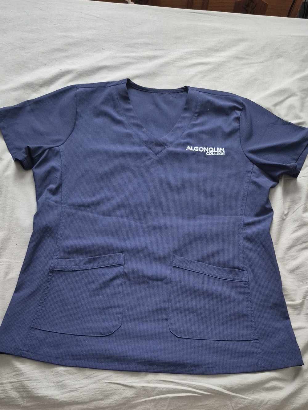 Algonquin College Navy Blue Medical Scrub Top